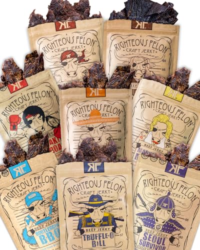 Righteous Felon Beef Jerky Variety Pack - 8 Snacks