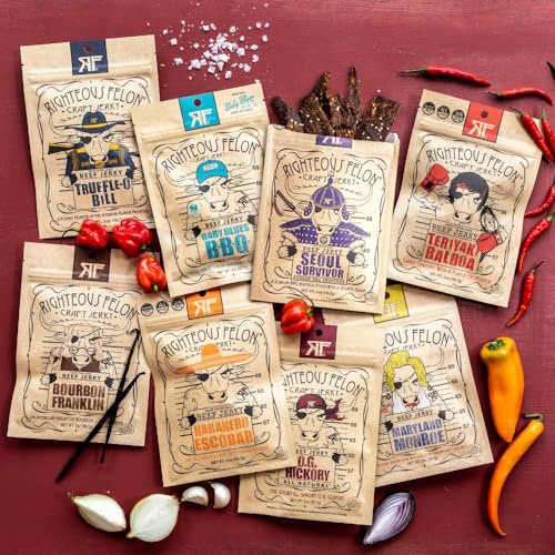 Righteous Felon Beef Jerky Variety Pack - 8 Snacks