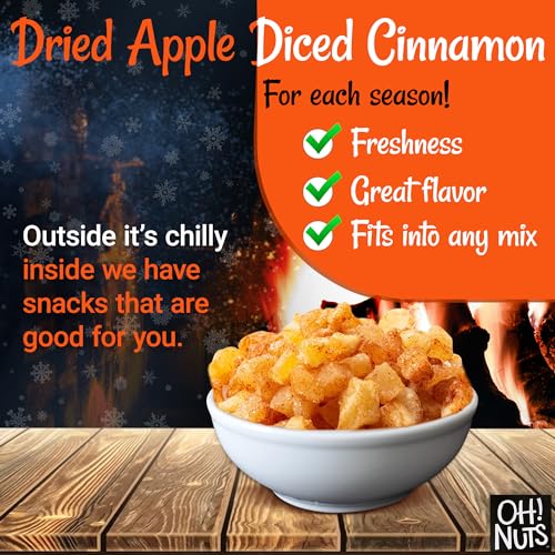 Chunky Diced Cinnamon Dried Apples - 1LB Bag