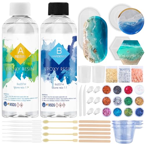 Beginner's Epoxy Resin Kit with Molds and Glitter