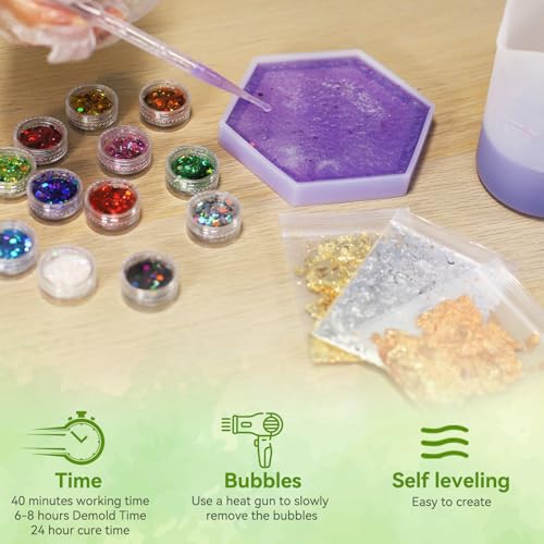 Beginner's Epoxy Resin Kit with Molds and Glitter