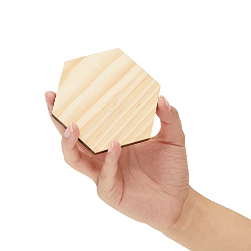 15 Pack Unfinished Wooden Hexagon Cutouts for DIY Crafts