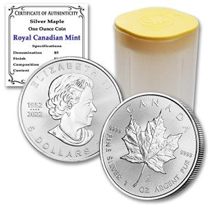 10x 1 oz Canadian Silver Maple Leaf Coins 2023