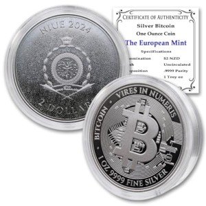 2024 1 oz Niue Silver Bitcoin Coin in Capsule