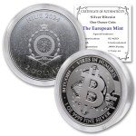2024 1 oz Niue Silver Bitcoin Coin in Capsule