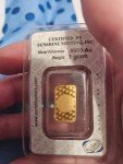 1g .9999 Pure Gold Bar - ISO Certified