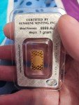 1g .9999 Pure Gold Bar - ISO Certified