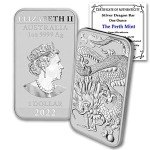 2022 Australian Silver Dragon 1 oz Bar Coin