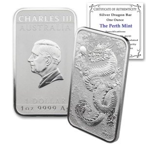 2024 Australian Silver Dragon 1oz Rectangular Bar