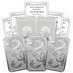 2024 1 oz Australian Silver Dragon Bars (5-Pack)