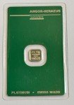 1 Gram Argor Heraeus Platinum Bar - Certified