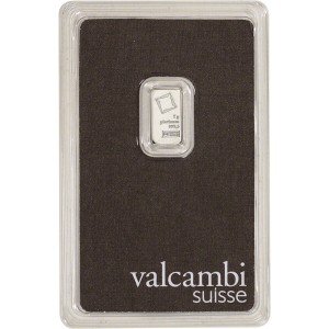 1g Valcambi Suisse Platinum Bar - 999.5 Fine