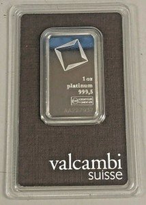 Valcambi Suisse 1 oz Platinum Bar with Assay Certificate