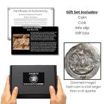 Ancient Sassanid Silver Drachm Coin with Certificate