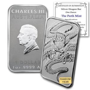 1 oz Silver Bar - Perth Mint Dragon Series