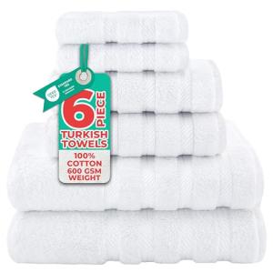 Luxury 6-Piece Cotton Towel Set in White