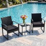 3-Piece Outdoor Rattan Bistro Furniture Set