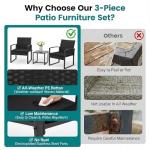 3-Piece Outdoor Rattan Bistro Furniture Set