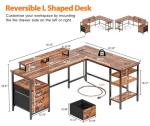 L-Shaped Desk with Power Outlet and Storage Shelves