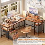 L-Shaped Desk with Power Outlet and Storage Shelves