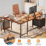 L-Shaped Desk with Power Outlet and Storage Shelves