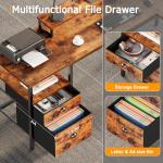 L-Shaped Desk with Power Outlet and Storage Shelves