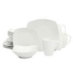 Square White Porcelain Dinnerware Set for 4, 16pcs
