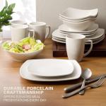 Square White Porcelain Dinnerware Set for 4, 16pcs