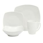 Square White Porcelain Dinnerware Set for 4, 16pcs
