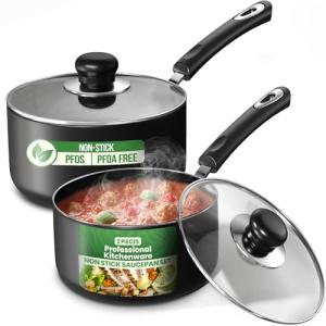 Utopia Kitchen Nonstick Saucepan Set - 1 Quart and 2 Quart multipurpose pots