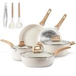 White Granite Induction Kitchen Cookware Set, 11 Pcs