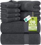 Premium 8-Piece Cotton Towel Set in Grey