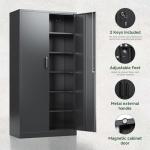 Letaya Tall Metal Storage Cabinet with Lock - Black
