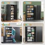 Letaya Tall Metal Storage Cabinet with Lock - Black