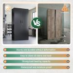 Letaya Tall Metal Storage Cabinet with Lock - Black