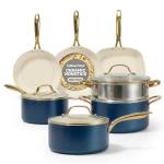 Gotham Steel Ceramic 12 Pc Cookware Set - Cream Navy