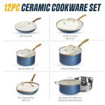 Gotham Steel Ceramic 12 Pc Cookware Set - Cream Navy