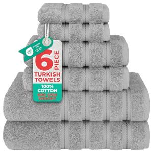 Luxury 6-Piece Cotton Towel Set in Light Grey