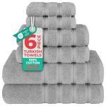 Luxury 6-Piece Cotton Towel Set in Light Grey