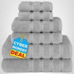 Luxury 6-Piece Cotton Towel Set in Light Grey