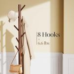 Pipishell Wooden Coat Rack with 8 Hooks