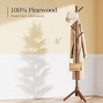 Pipishell Wooden Coat Rack with 8 Hooks