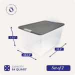 HOMZ 2-Pack 64 Quart Clear Storage Bins