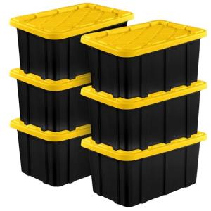 Heavy-Duty 6-Pack Storage Bins with Lids