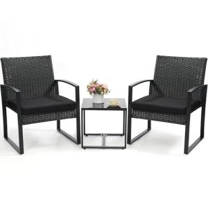 3-Piece Wicker Bistro Patio Set with Table