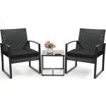 3-Piece Wicker Bistro Patio Set with Table