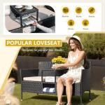 Devoko Modern Rattan 2-Seat Patio Loveseat Set