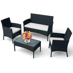Outdoor 4-Piece Rattan Patio Furniture Set