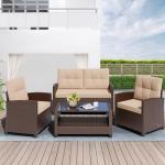4-Piece Outdoor Rattan Patio Furniture Set