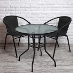 32in Round Patio Dining Table with Umbrella Hole